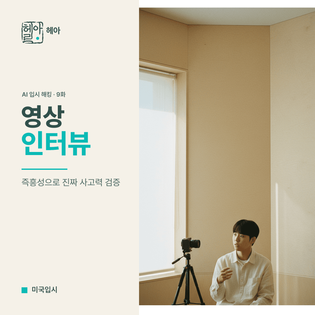 AI 시대의 대학 입시 해킹 9화, 단답형 + 영상 인터뷰 — 즉흥성으로 진짜 사고력 검증